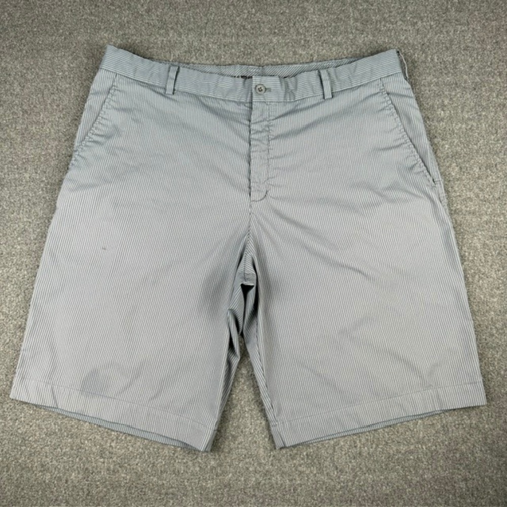 Nike Golf Mens Grey Striped Flat Front Performance Shorts Size 38